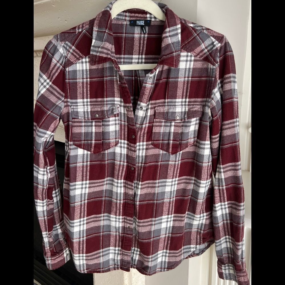 Paige Plaid Mya Shirt Women’s Snap Button Down Long sleeve Photos Measure XS/S